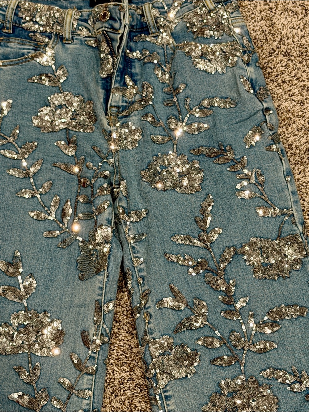 Boston Proper Sequin Embellished Blue Women’s Jeans - Picture 8 of 9